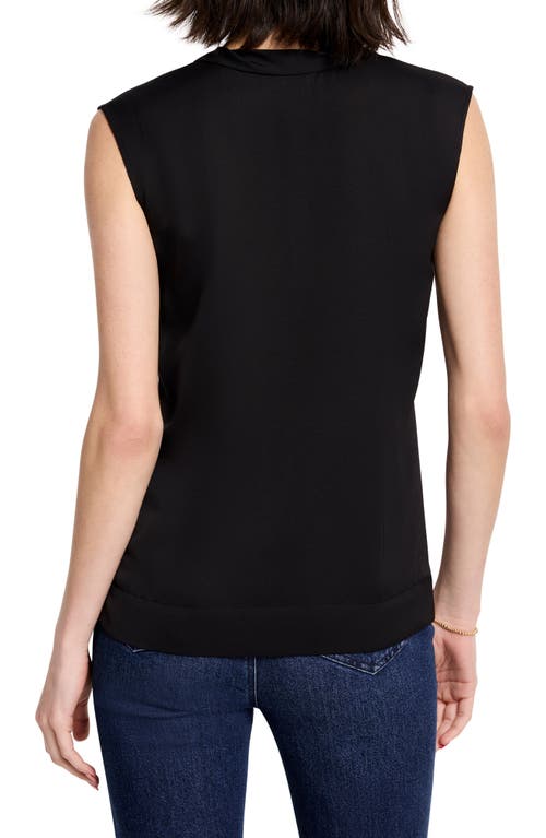 Nic + Zoe Satin Chiffon Layer Top In Black Onyx In Black Onyx