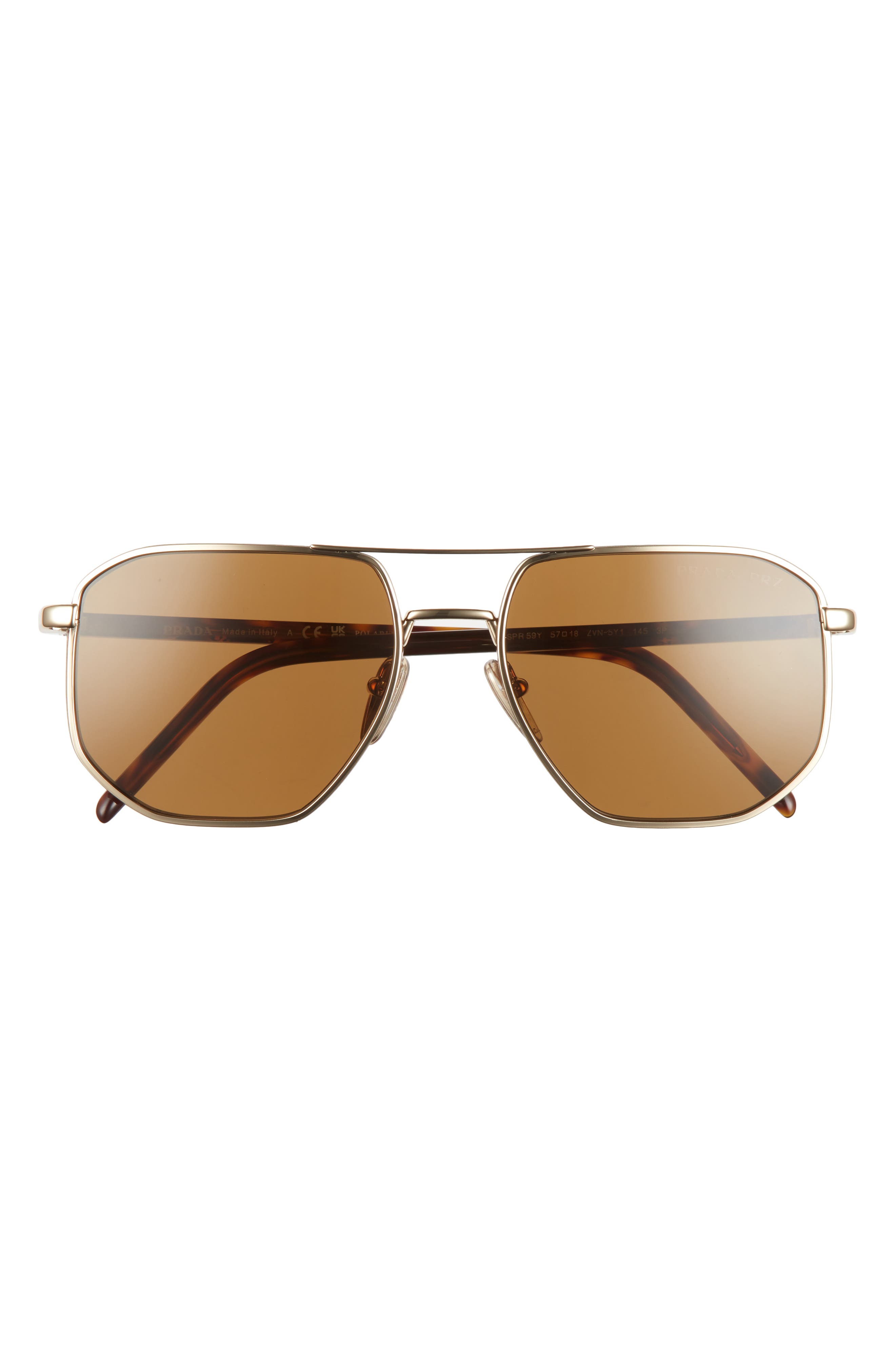 Prada 57mm Polarized Square Sunglasses in Pale Gold
