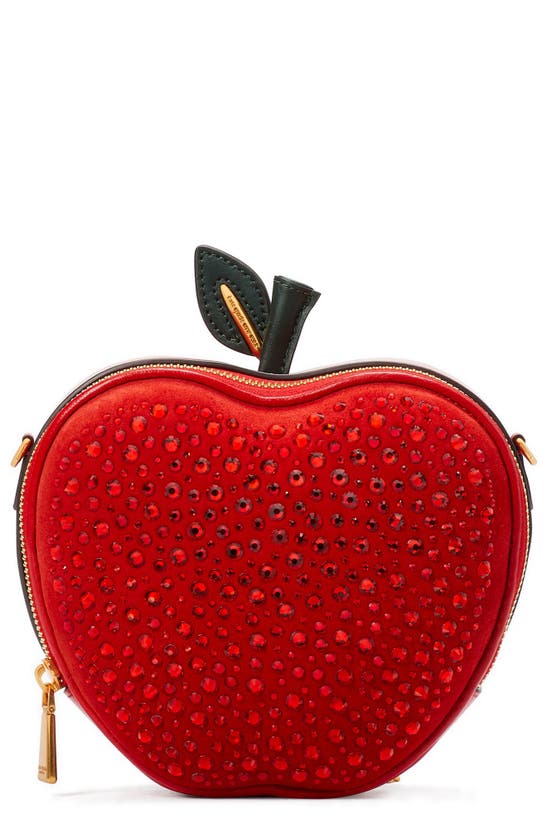 Shop Kate Spade Big Apple Embellished Smooth Leather Crossbody Bag In Poppy Field