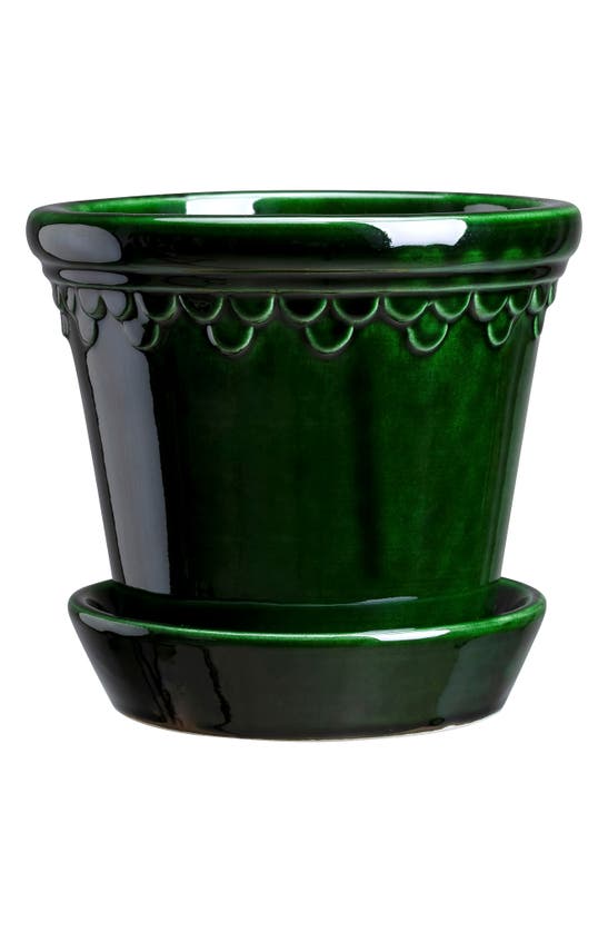 Shop Bergs Potter Københavner 2-piece Glazed Planter In Emerald Green