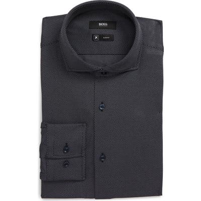 Boss Slim Fit Stretch Print Dress Shirt - Blue