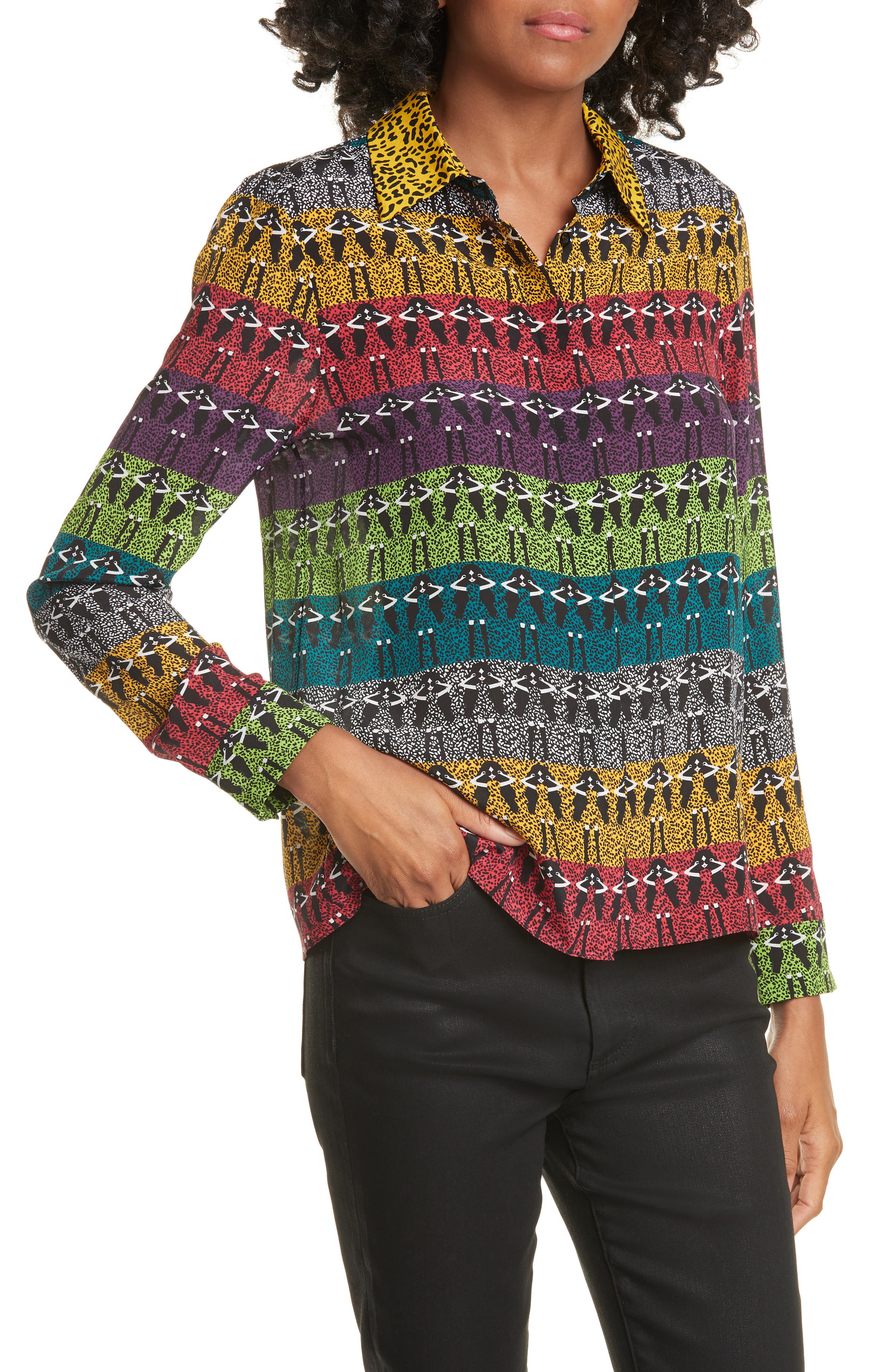 alice and olivia rainbow button jeans