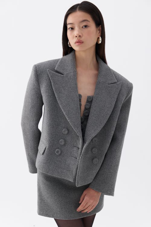 Shop Nocturne Oversized Padded Shoulder Jacket In Grey