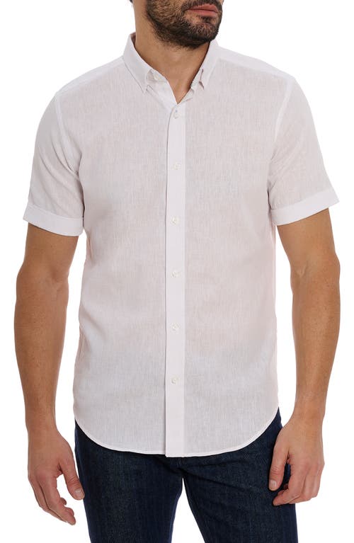 Robert Graham Palmer Tailored Fit Short Sleeve Linen Blend Button-Up Shirt at Nordstrom,