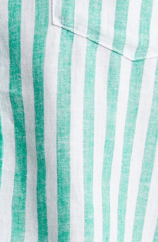 Shop Caslon Linen Blend Button-up Shirt In Green Bright Katie Stripe