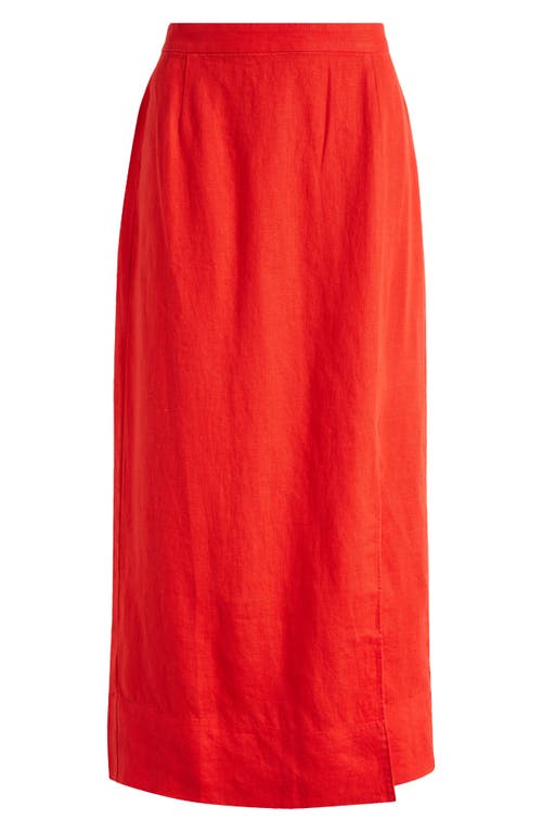 Shop Madewell Linen Column Maxi Skirt In Rouge