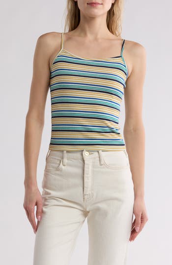 Shop Cotton Emporium Striped Camisole In Mustard Multi