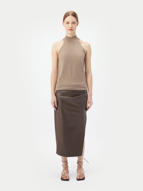 Gobi Mongolian Cashmere Organic Color Cashmere Turtleneck Top In Taupe