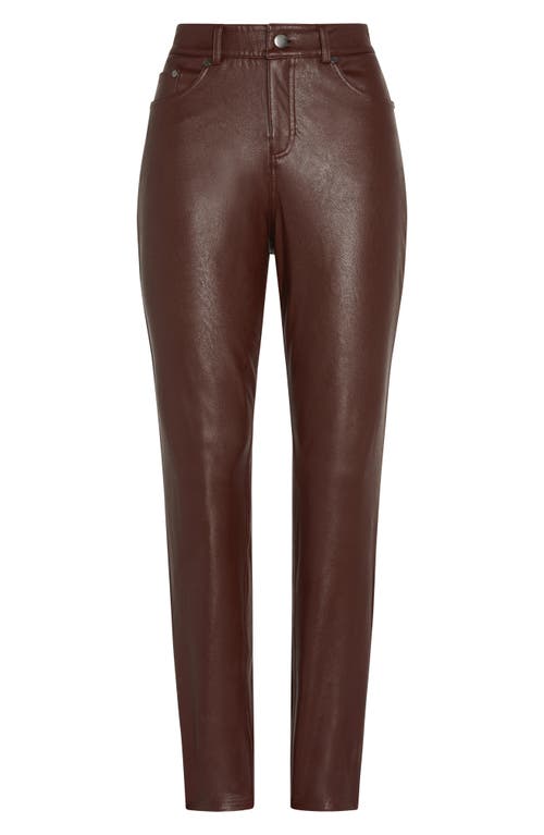 Commando Faux Leather Five-Pocket Pants in Oxblood Brown