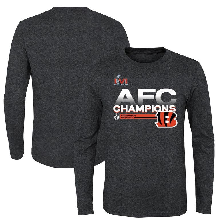 Fanatics Kids' Youth  Branded Heathered Charcoal Cincinnati Bengals 2021 Afc Champions Locker Room Trophy C In Heather Charcoal