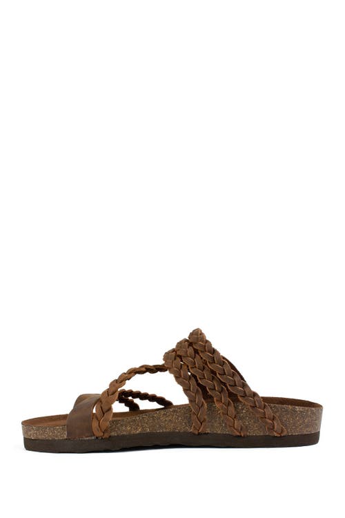 Shop White Mountain Footwear Hayleigh Braided Leather Footbed Sandal In Brown/leather