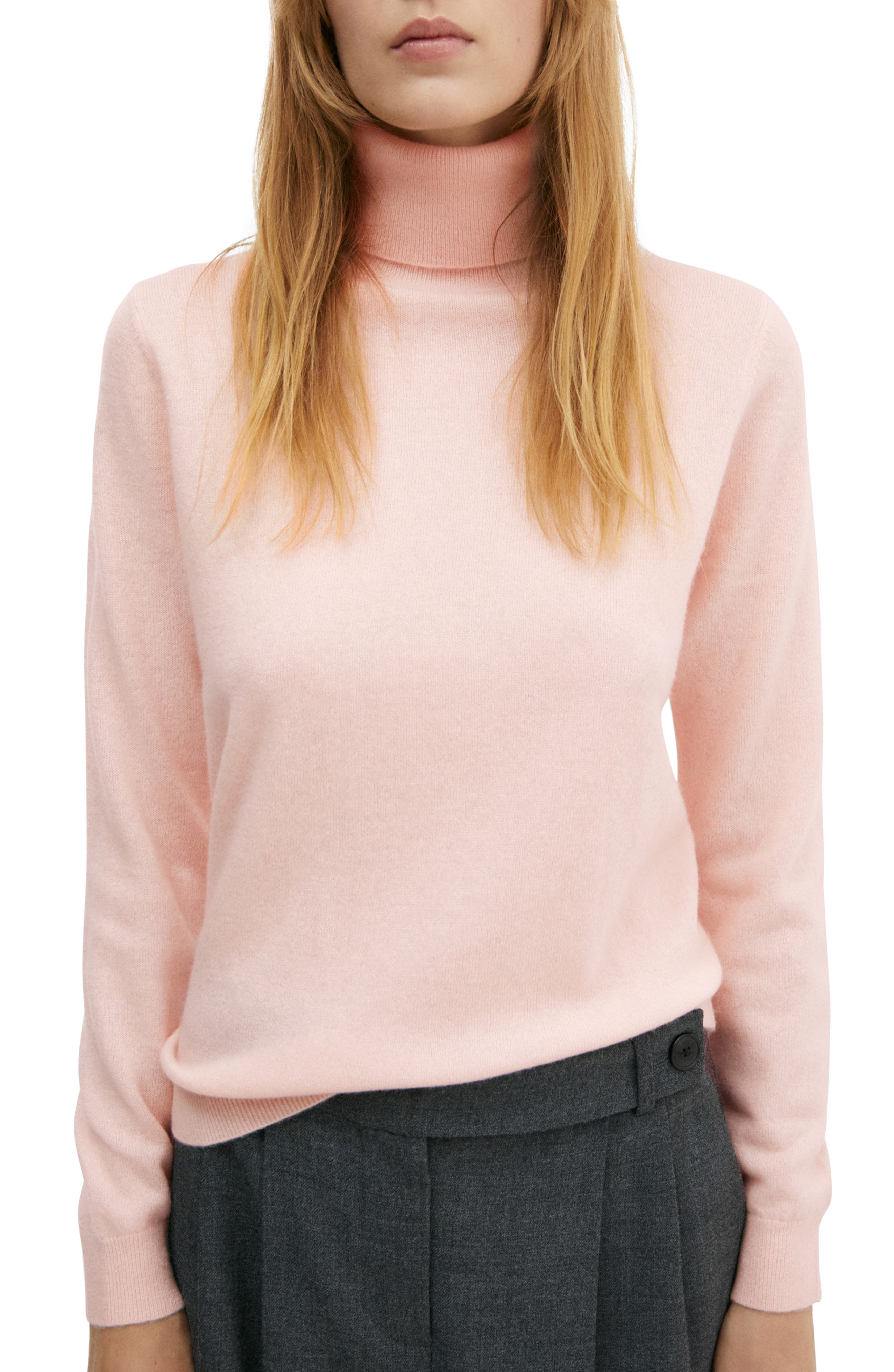 light pink turtleneck shirt