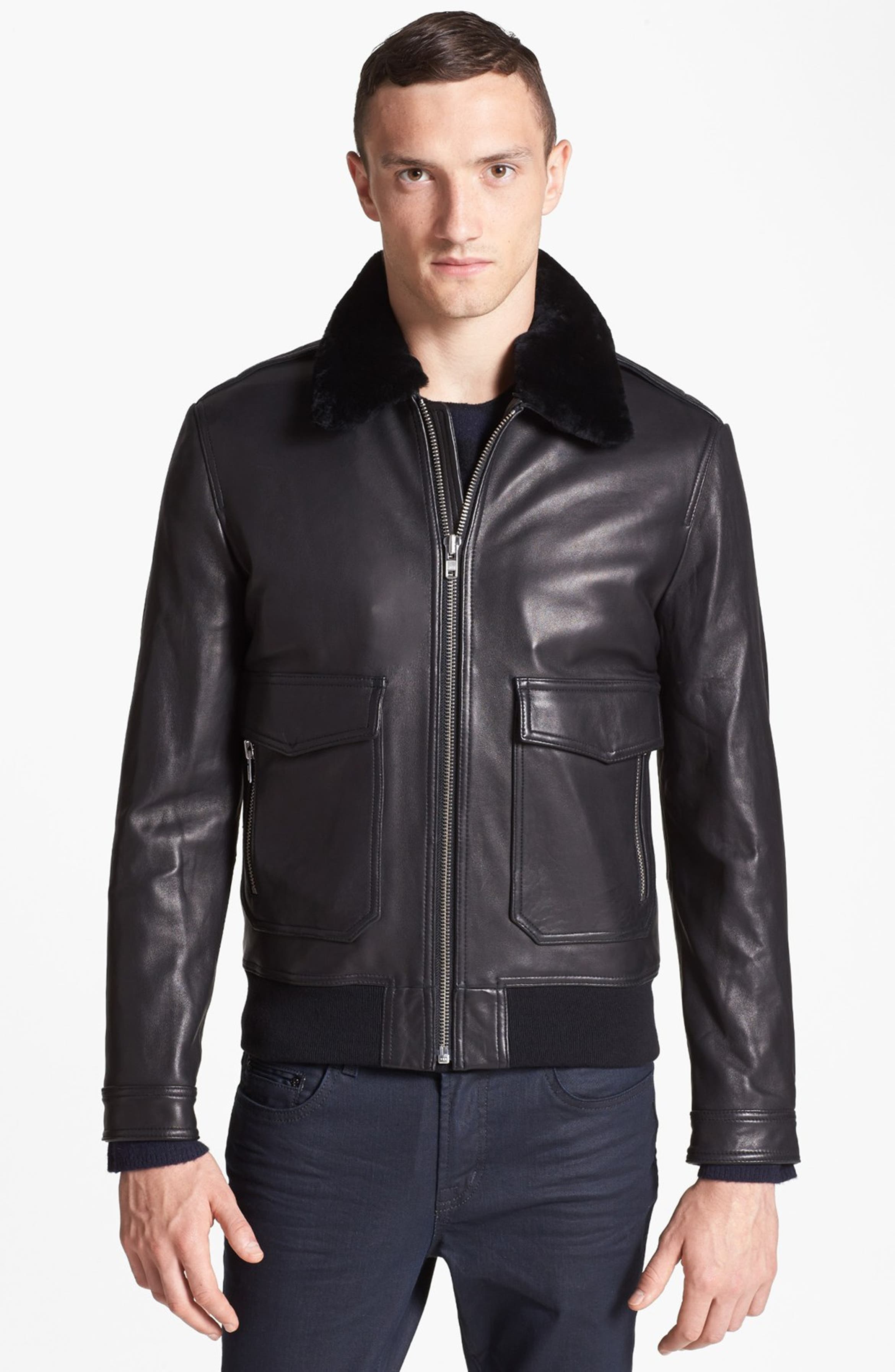 The Kooples Genuine Lambskin Leather Bomber Jacket | Nordstrom