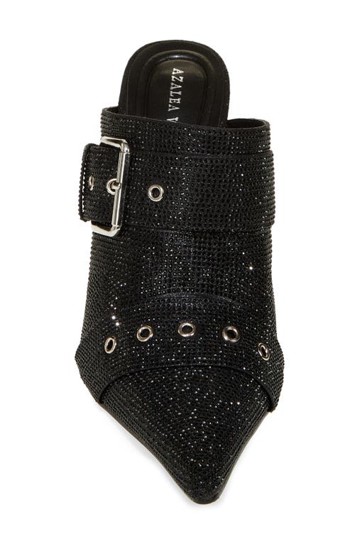 Azalea Wang Sayge Rhinestone Buckle Strap Mule Pump In Black