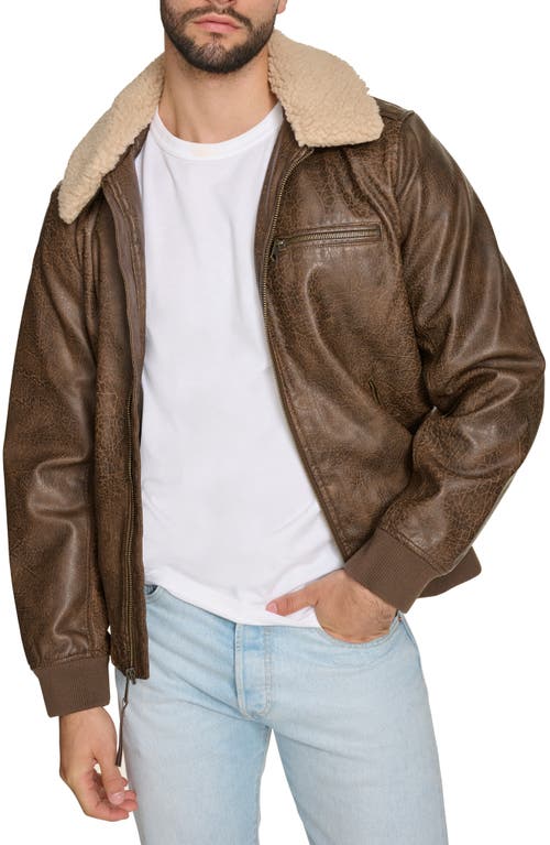 Shop Levi's Faux Leather & Faux Shearling Bomber Jacket In Light Brown