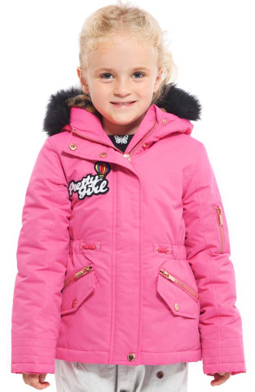 Rokka&rolla Kids' Parka Jacket With Insulated Hood In Hot Pink