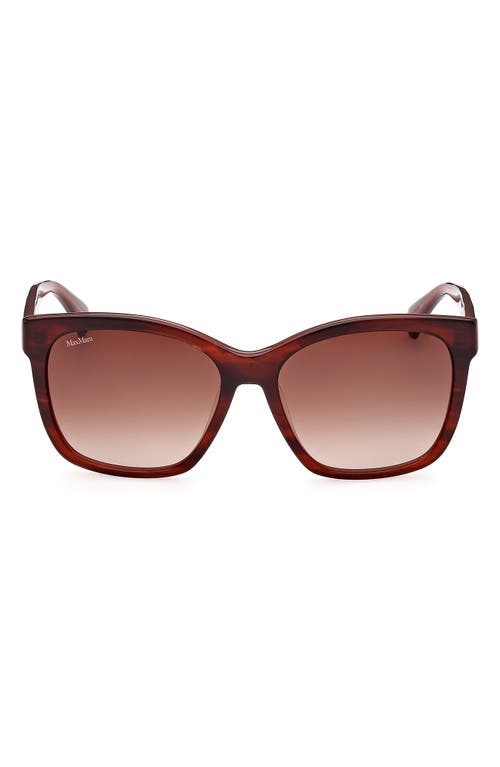 Max Mara 56mm Gradient Square Sunglasses in Shiny Bilayer Red Horn Opal at Nordstrom