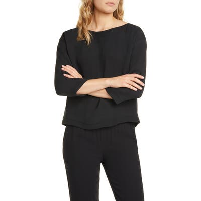 Eileen Fisher Bateau Neck Boxy Top, Black