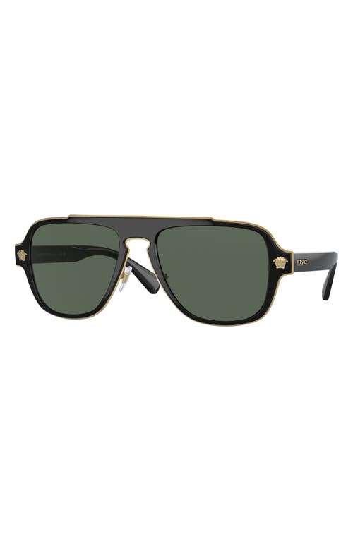 Versace 56mm Aviator Sunglasses in Black