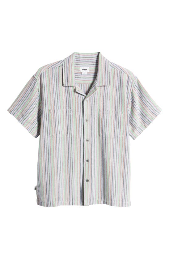Shop Obey Talby Stripe Oxford Cloth Camp Shirt In Hydrangea Multi