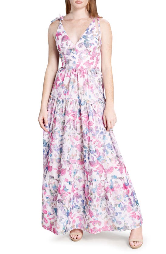 DRESS THE POPULATION PEARL FLORAL COTTON DRESS