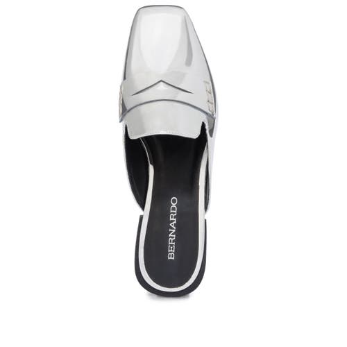Shop Bernardo Footwear Penny Loafer Mule In Silver