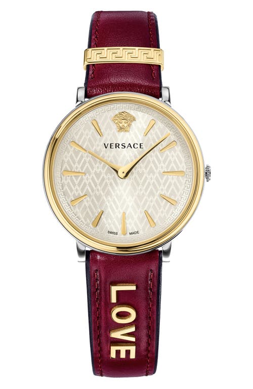 Versace Manifesto Leather Strap Watch