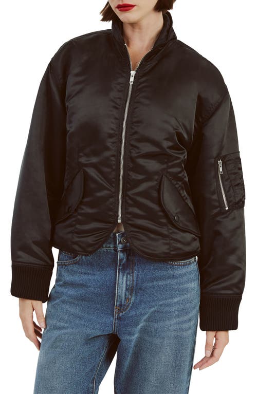 Shop Bardot Fitted Nylon Bomber Jacket In Black