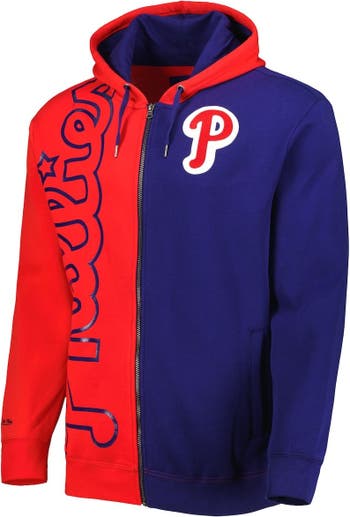 Men's Mitchell & Ness Red/Royal Philadelphia Phillies Fleece Full-Zip Hoodie Size: Small