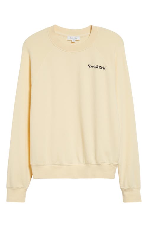 Shop Sporty And Rich Sporty & Rich Embroidered Logo Cotton Graphic Sweatshirt In Almond