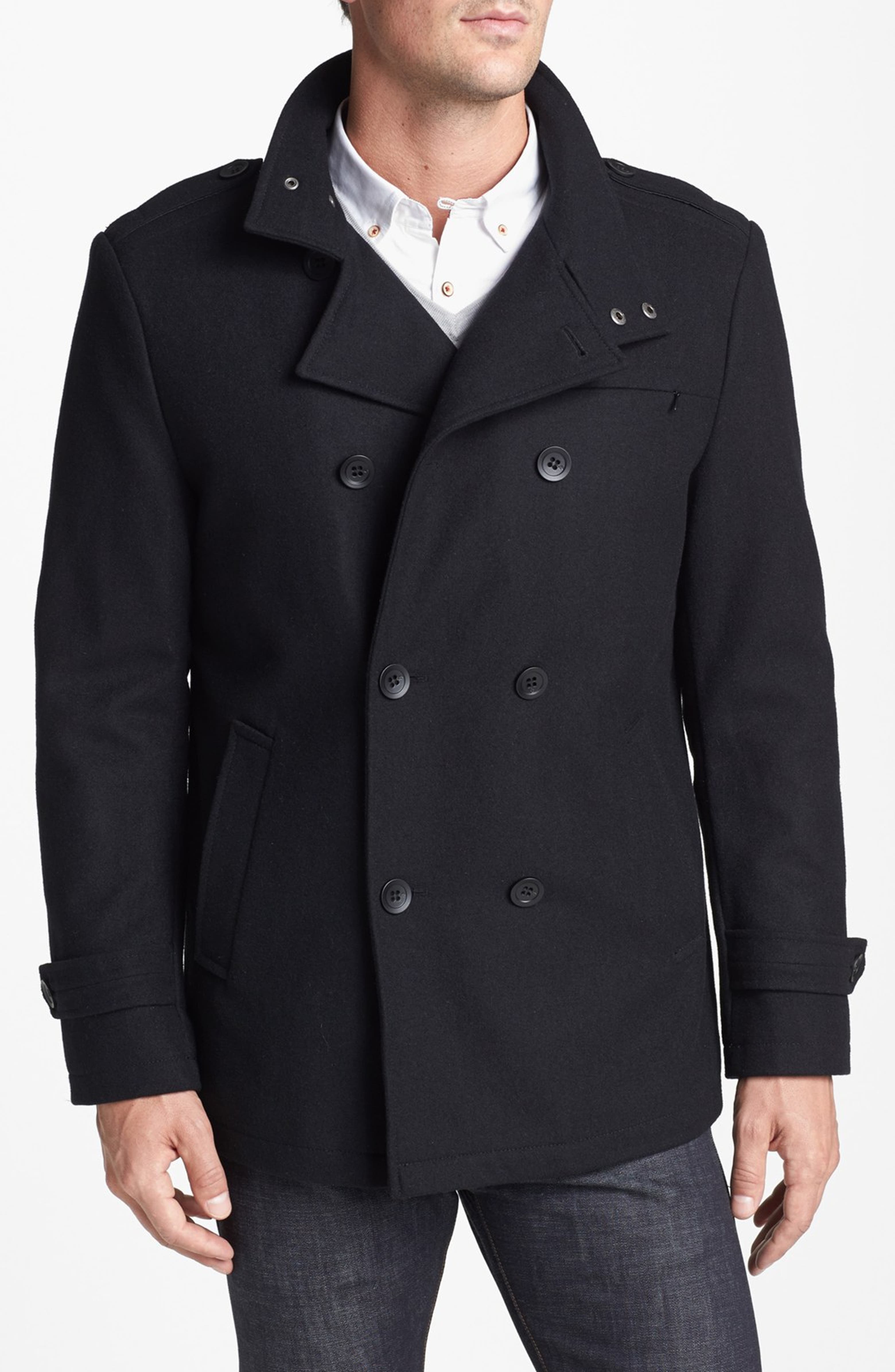 Kenneth Cole New York Melton Wool Peacoat | Nordstrom