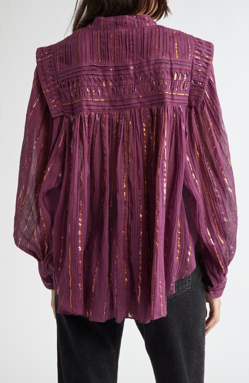 Shop Farm Rio Pleated Yoke Button-up Top In Burgundy