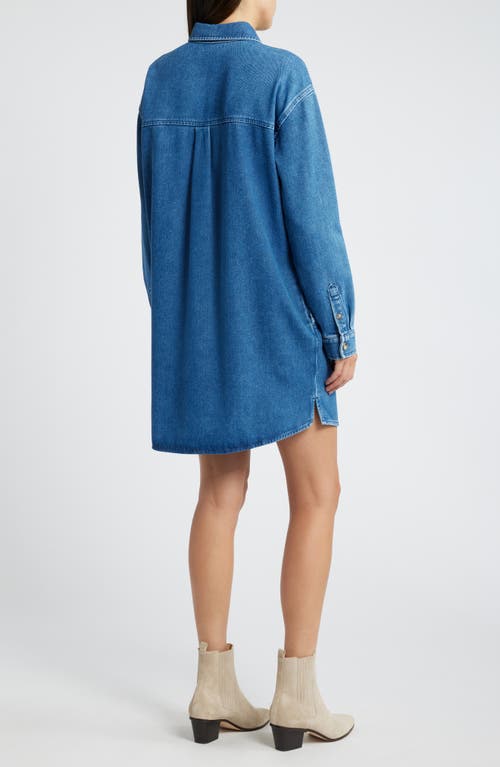 Shop Treasure & Bond Long Sleeve Denim Shirtdress In Medium Wash