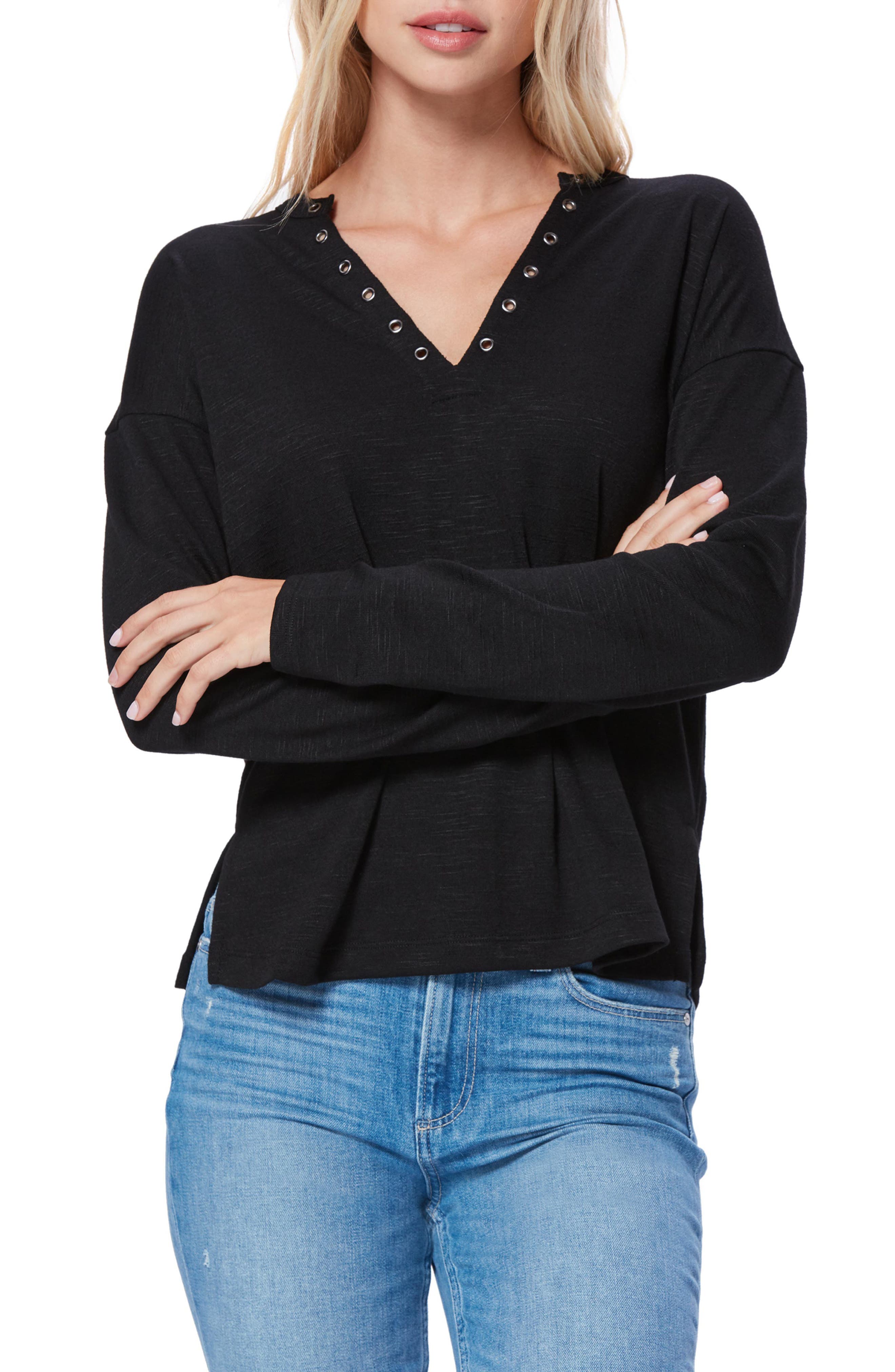 PAIGE Ashton Grommet VNeck Long Sleeve Top Nordstrom