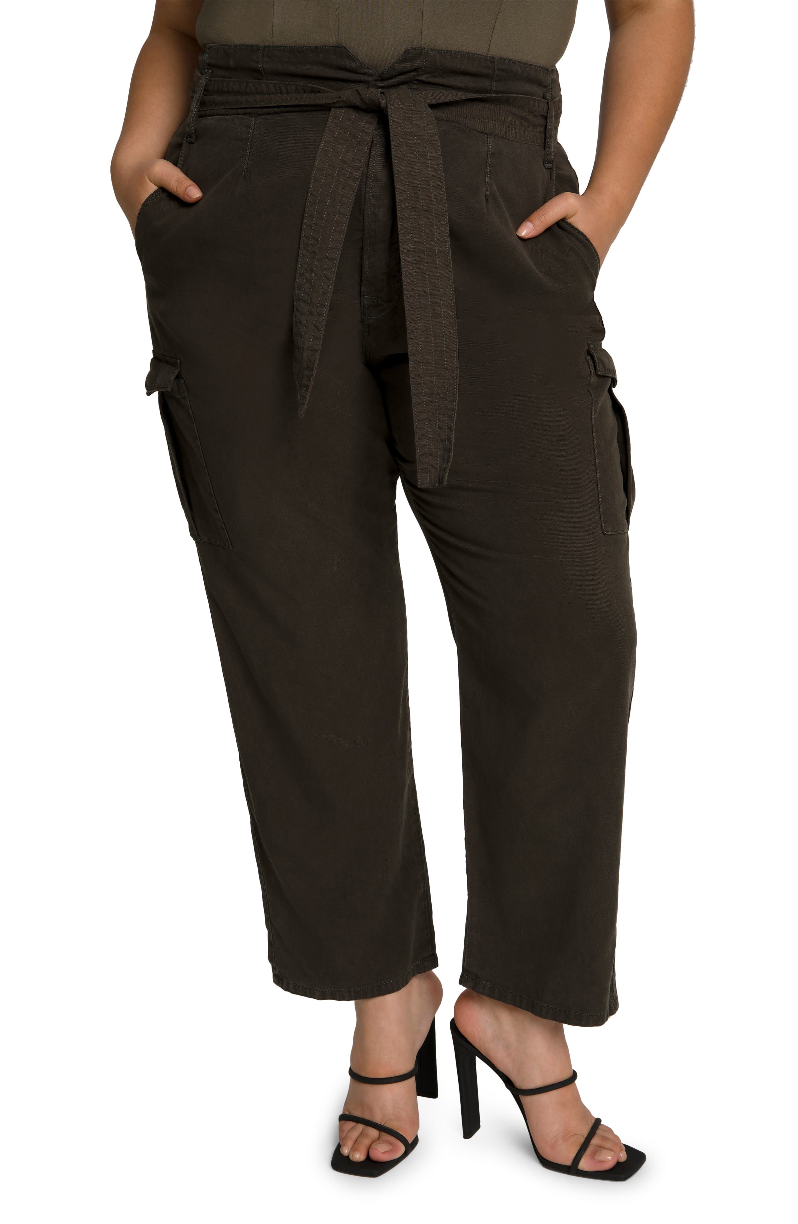 Good American Belted Drapey Cargo Pants 