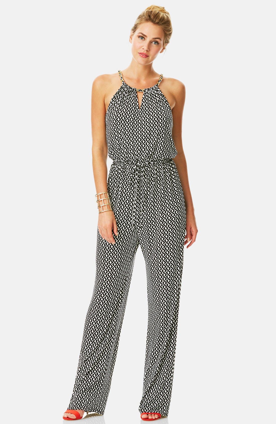 Laundry by Shelli Segal Chain Detail Print Jersey Jumpsuit Nordstrom