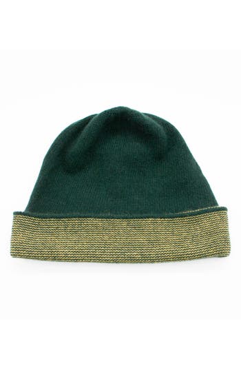 Portolano Fold Cuff Beanie In Forest/mustard