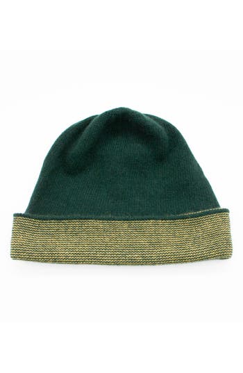 Shop Portolano Fold Cuff Beanie In Forest/mustard