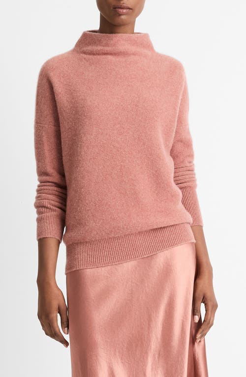 Shop Vince Boiled Cashmere Funnel Neck Pullover In H Vintage Rose