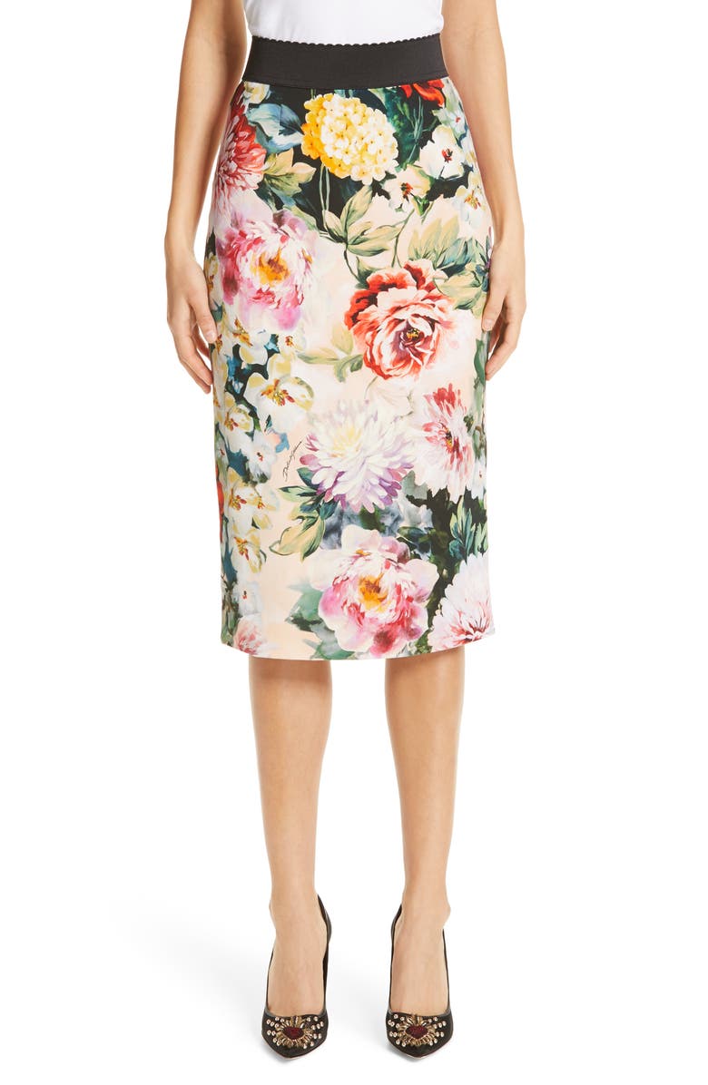 Dolce&Gabbana Floral Print Cady Pencil Skirt | Nordstrom