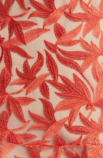 Leaf Embroidered Ruffle Minidress