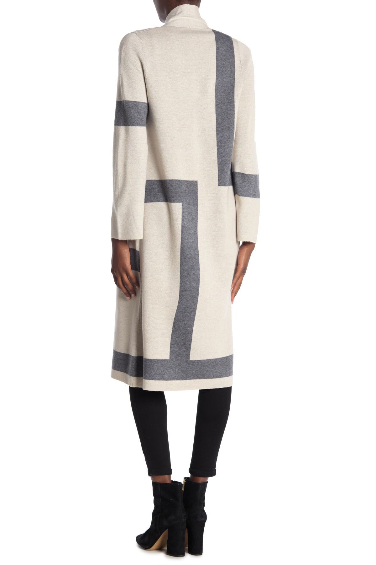 vertigo open front allover print cardigan