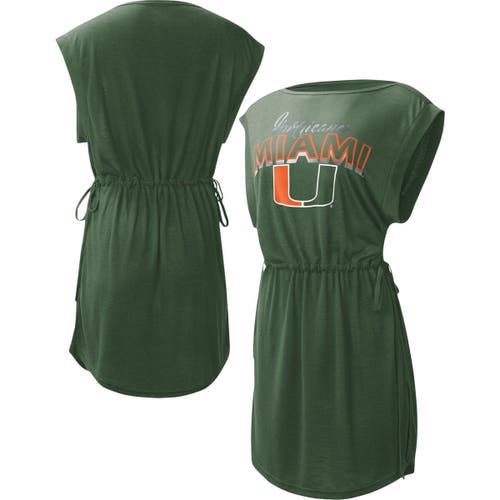 Women's G-III 4Her by Carl Banks Green Miami Hurricanes GOAT Swimsuit Cover-Up Dress
