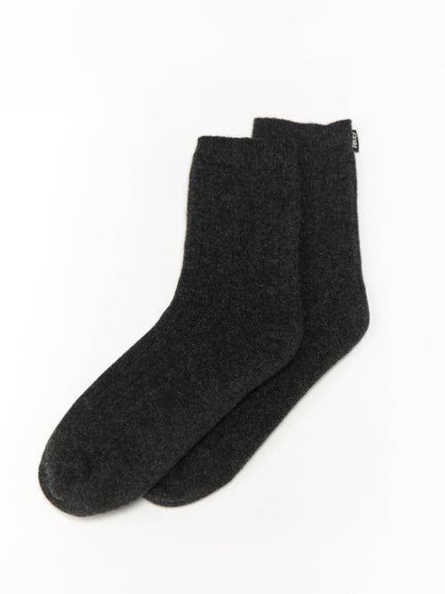 Shop Gobi Cashmere Trim Knit Bed Socks In Charcoal