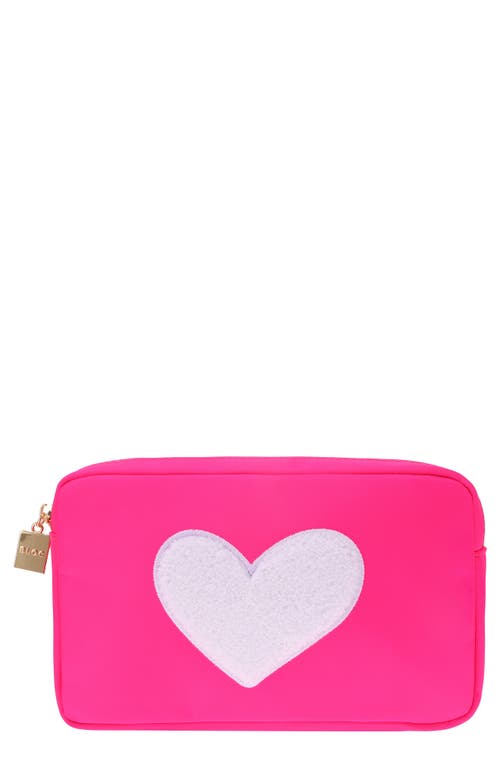 Medium Heart Cosmetic Bag in Hot Pink