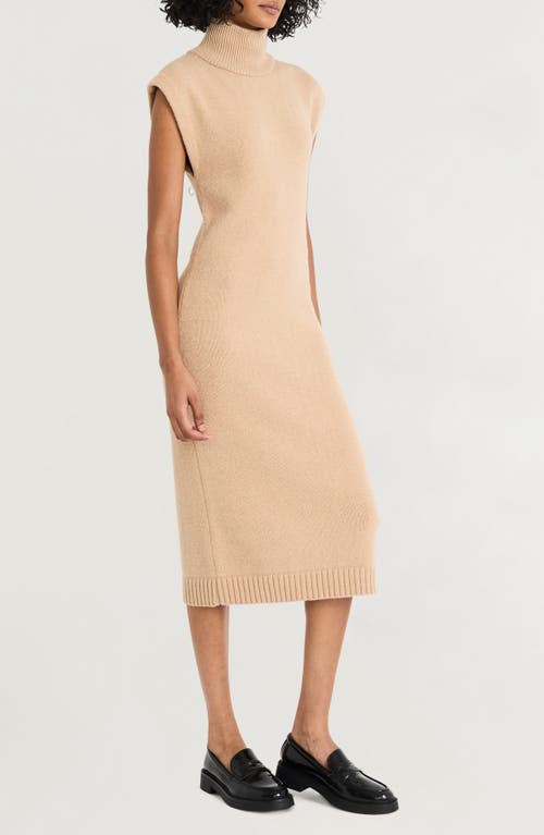 Shop Luxely Cap Sleeve Turtleneck Sweater Dress In Taupe Gray