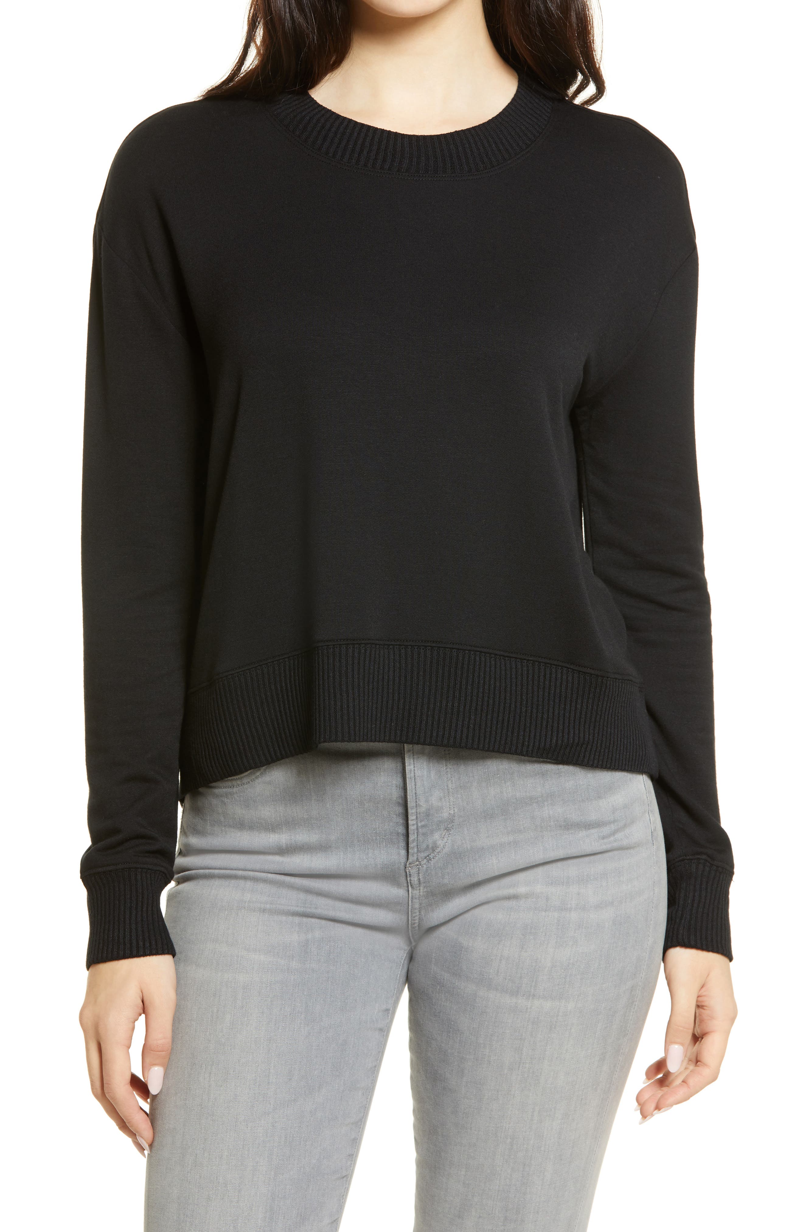Splendid Essential Active Marathon Sweatshirt In Black