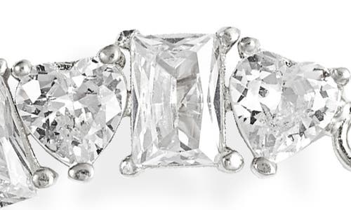 Shymi Heart & Emerald Cubic Zirconia Tennis Bracelet In Silver/white