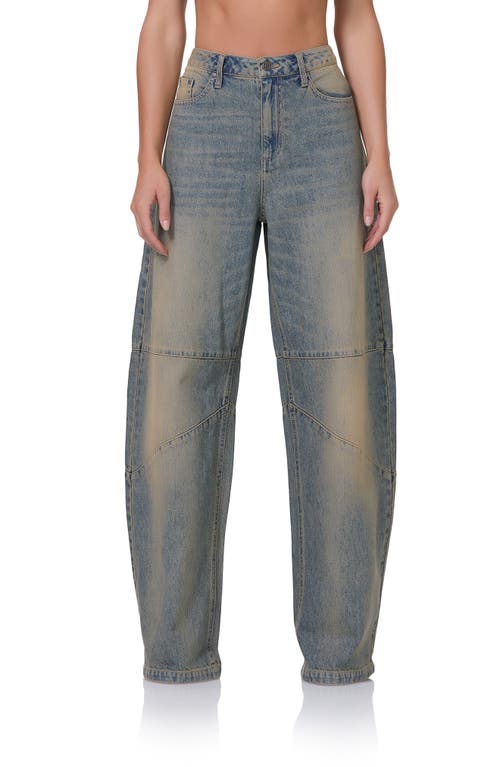 Shop Afrm Ajax Barrel Leg Jeans In Tinted Grunge Wash