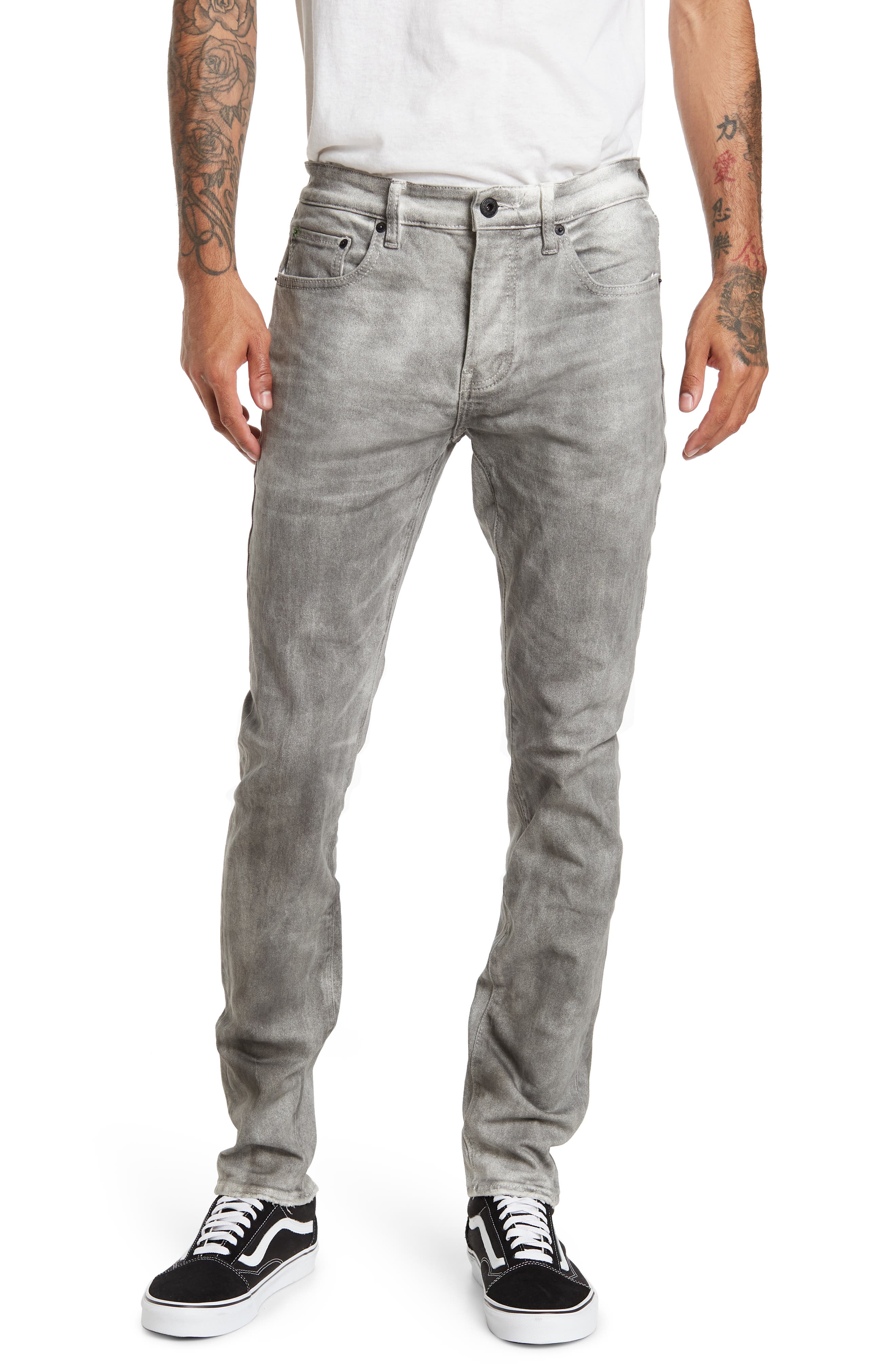 grey distressed jeans